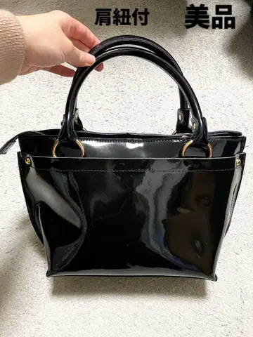 블랙 에나멜 핸드백 숄더백