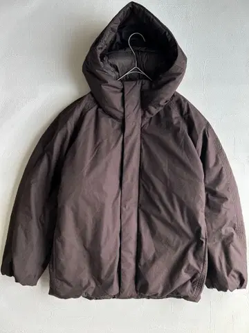 UNIQLO U 퍼프 테크 볼륨 후드티 브라운 S 남성용 후드