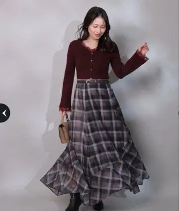 아푸와이저 리셰 벨트 부착 이레헴 체크 스커트 Arpege story