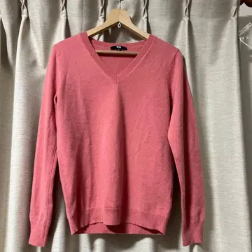 UNIQLO 유니클로 캐시미어 스웨터 V넥 여성용 핑크 M 사이즈