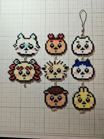 펄러비즈 동물 캐릭터 키링 8개 세트
