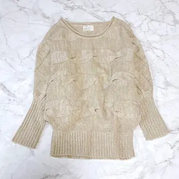 antiqua 워셔블 케이블 돌먼 니트탑 에크루 베이지 MIX