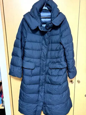 유니클로+J 질 샌더 울트라 라이트 다운 후디드 코트 블랙 L