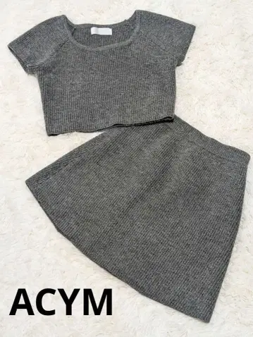 ACYM ] 그레이 리브 스커트 셋업