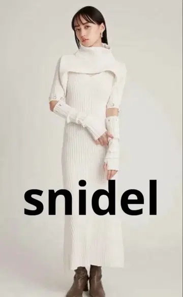 snidel 리브 니트 원피스 터틀 암워머 3way 니트