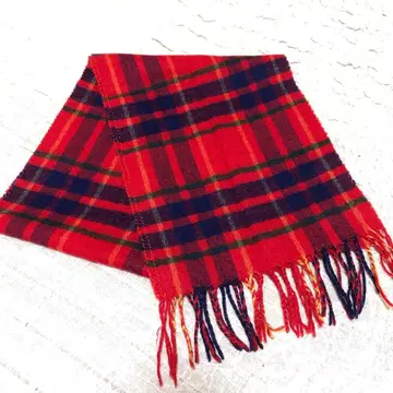 램스울 100% 머플러 타탄 체크 여성용 키즈 빨간색