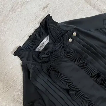 쇼와 레트로 프릴 블라우스 긴팔 스탠드 카라 플리츠 M 사이즈