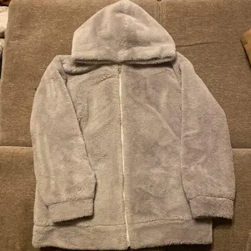 플리스 보아 퍼 소재 아우터 그레이