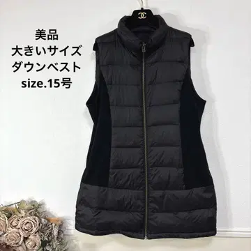 새상품급 빅 사이즈 심플 블랙 다운 베스트 다운 코트 15호