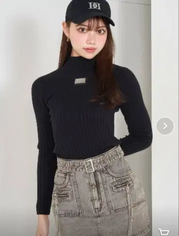 다리치 플레이트 칼라 리브 니트탑