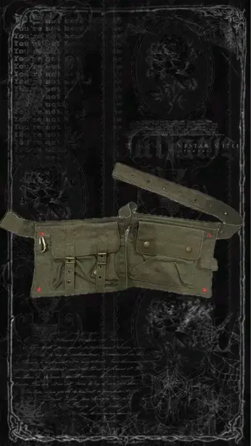 Y2k 그런지 올리브 그린 웨스트 파우치 캔버스