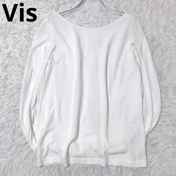 비스 디자인 니트 풀오버 상의 심플 무지 화이트 L