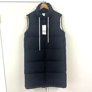 새상품! ZARA 블랙 다운 베스트 후드 부착 무릎 기장