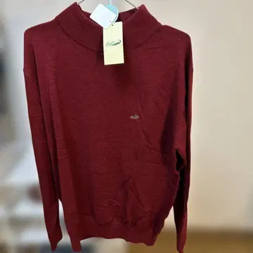 Crocodile 와인 레드 하이넥 니트