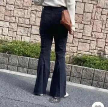 아티론 attrayant 백 플리츠 데님 M 블루