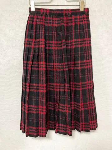 새상품급 타탄 체크 플리츠 롱 스커트 레드 계열