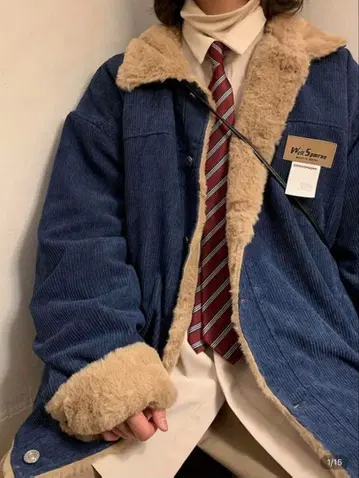 아우터 블루 네이비 코듀로이