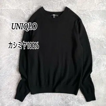 여성용 유니클로 캐시미어 100% 크루넥 스웨터 긴팔 니트 블랙