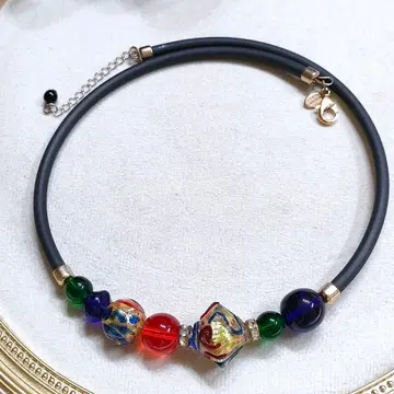 2AG89 MURANO GLASS 유리 수정 목걸이 이탈리아제