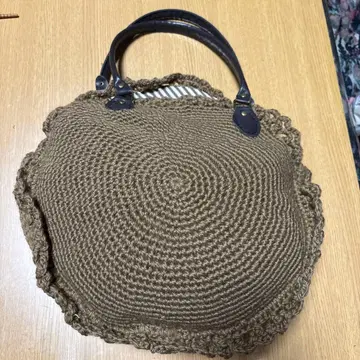 브라운 스트라이프 내부 핸드백 핸드메이드