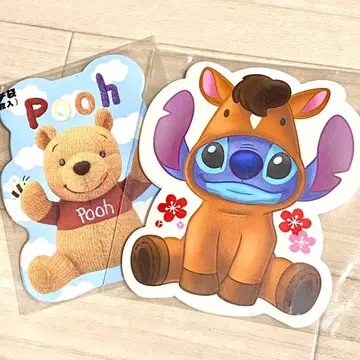 헤이세이 레트로 디즈니 푸우 스티치 다이컷 복주머니 산리오 레어