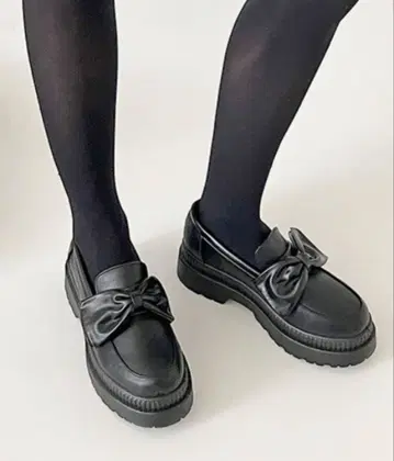 경량 통굽 2단 밑창 빅 리본 로퍼 2460