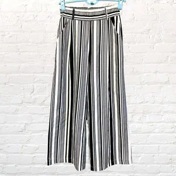 12507 하이픈 슬림 레그 스트라이프 팬츠 와이드 팬츠 허리밴딩