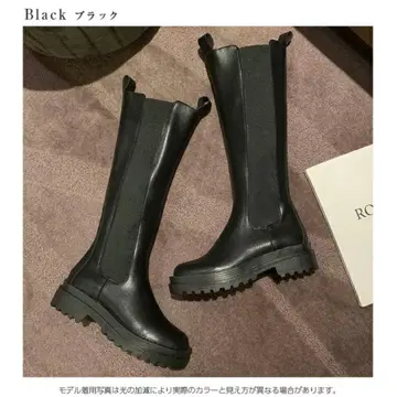 La-gemme 사이드 고어 롱 부츠 블랙