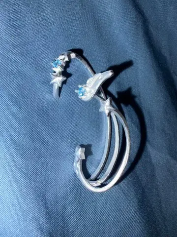 유성과 별 디자인 이어커프 실버 3연