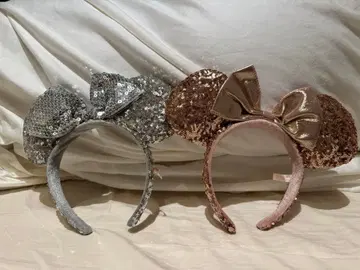 미키 귀 머리띠 실버 브라운