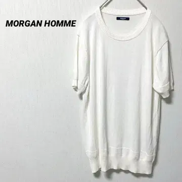 모건옴 아이보리 라운드넥 반팔 니트 심플 모던 M