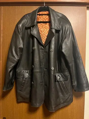 고급 양가죽 레더 하프 코트 안감 올 패턴 블랙 L 삼양상회 빈티지