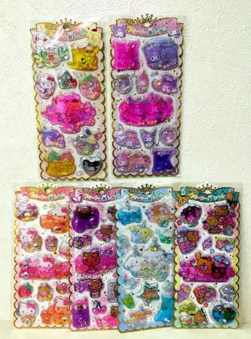 정품 반짝이는 워터 인 씰 일광화상 키티 산리오 모자 꽁지 6개