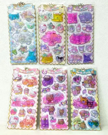 정품 반짝이는 워터 인 씰 일광화상 키티 산리오 모자 꽁지 6개