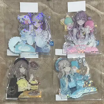 산리오 아카쿠라 복권 홀로그램 아크릴 스탠드 4점