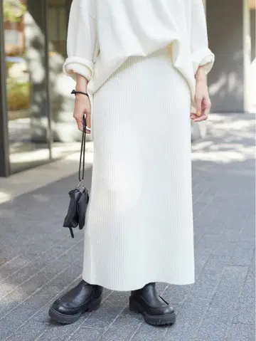 FRAMeWORK 리브 스트레이트 스커트 모 100%