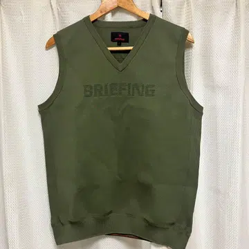 BRIEFING V넥 베스트 L 사이즈 올리브