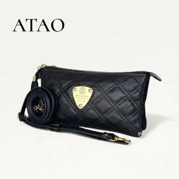 [ 새상품급 ] ATAO 아타오 부부 퀼팅 지갑 숄더 블랙 가죽