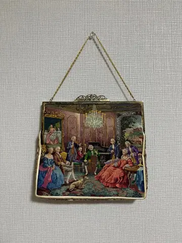 빈티지 회화 자수 핸드백