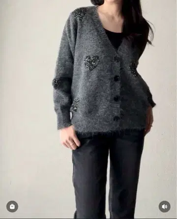 SYSORUS 시소러스 하트 스팽글 니트 가디건 M 사이즈