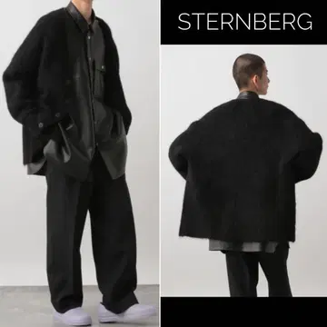 컨디션 최상 STERNBERG 알파카 V넥 니트 가디건 M 블랙