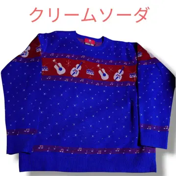 크림 소다 악기 패턴 니트 스웨터 해골 M 사이즈