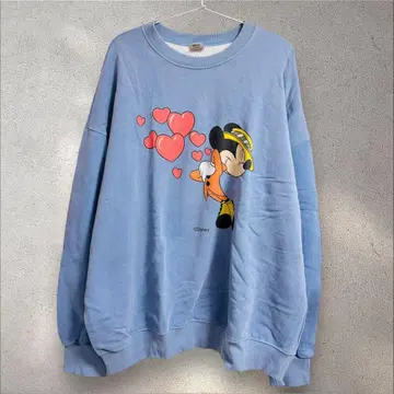 한국 디즈니 미키 프린트 맨투맨 트레이닝복 블루