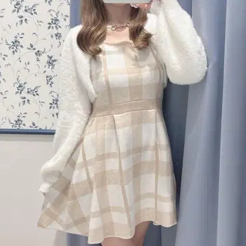 에블린 볼레로 체크 원피스