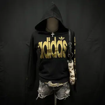 헤이세이 갸루 y2k 그런지 adidas 아디다스 후디 크롭 후드티