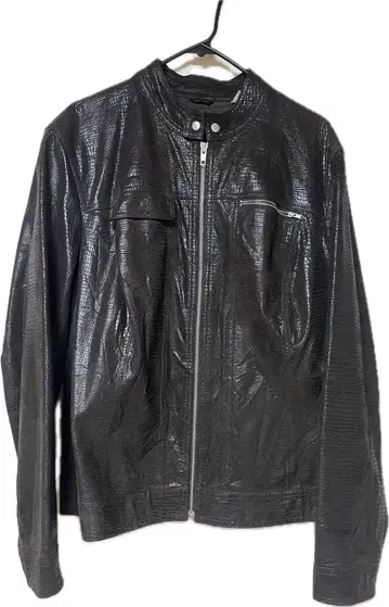 브라운 가죽 자켓 지퍼 포함