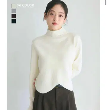 베이스먼트 온라인 밑단 스캘럽 니트