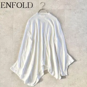 새상품급 엔폴드 비대칭 크루넥 니트 38 화이트 변형