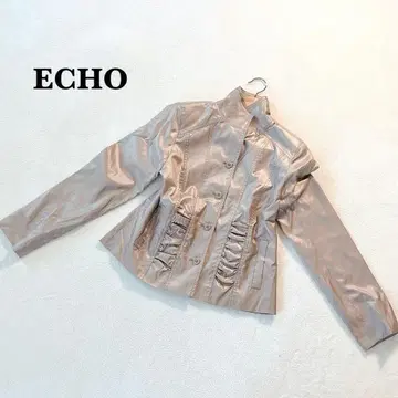부티크 에코 나일론 자켓 9호 베이지 계열 광택 레트로 버튼