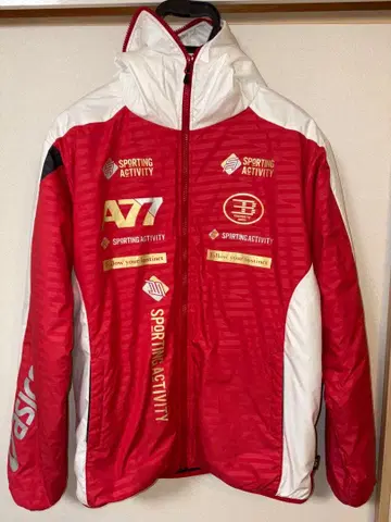 asics A77 나일론 자켓 레드/화이트